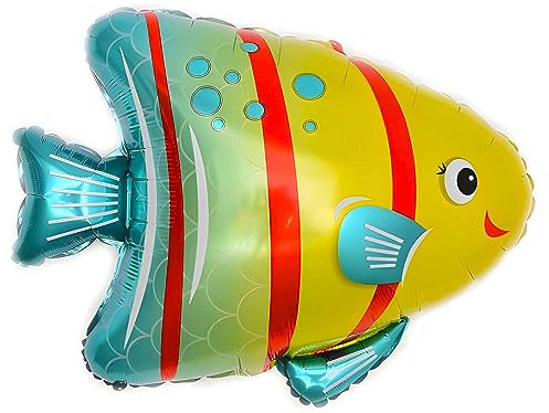 Hochwertiger Folienballon Tier, Bunter Fisch ca. 75,5 * 62 cm - Ideal für Kindergeburtstage, Meeresthemen-Partys, Dekorationen, Überraschungen, Geschenke, Wiederverwendbar und Leicht zu Aufblasen