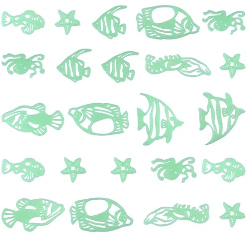 ibasenice Leuchtende Wandtattoos Tropische Fische - 60Pcs Nachtleuchtende Aufkleber Für Kinderzimmer Ideale Deko Für Schlafzimmer Wohnzimmer Themenpartys Und Feiertagsdekoration