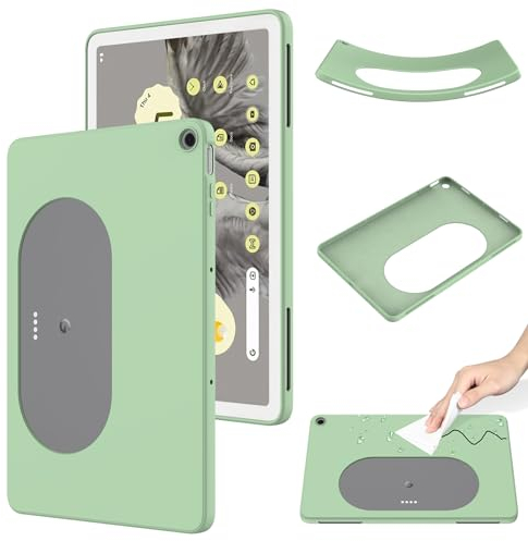 EasyShow Compatible with Google Pixel Tablet Case, Liquid Silicone Gel TPU Case, Gel Rubber with Microfiber Case Cover, with Suitable for Google Pixel Tablet Shockproof cover (Green)