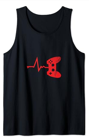 Roter Joystick Herzschlag-Diagramm für lustige Spieler Tank Top