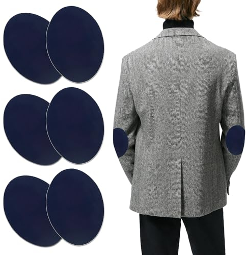 6 Piezas Termoadhesivas de Plancha, Rodilleras de Tela Termoadhesivas de Color Azul Oscuro, Tamaño Universal Ovalado, Perfectas para Reparar y Proteger Ropa, Fáciles de Fijado en Codos y Rodillas