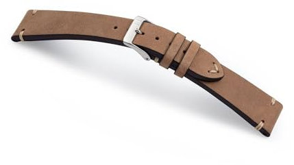 MANUFAKTURWERK Uhrenarmband UHLENHORST | Leder | für Damen und Herren | Silberne Schließe, Größe:XL (Large). 22/20 mm, Farbe:Sand