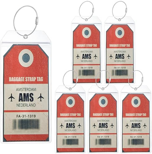 6 Stück Gepäckanhänger für Kreuzfahrten - 18,5 x 8,5cm Transparente Kofferanhänger Kreuzfahrt Wasserfeste Kreuzfahrt Gepäckanhänger PVC Gepäckanhänger für Kreuzfahrten mit Silberner Metallband