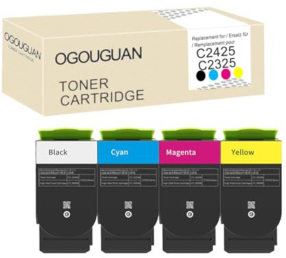 OGOUGUAN Tonerkartusche C2425 C2325, kompatibel mit Lexmark C2325 C2425 MC2425 MC2325 C2325dw C2425dw MC2425adw MC2325adw MC2535adwe MC2535 MC2640adwe (1, Ni) Gold/Magenta/Cycle Jahr / Gelb)