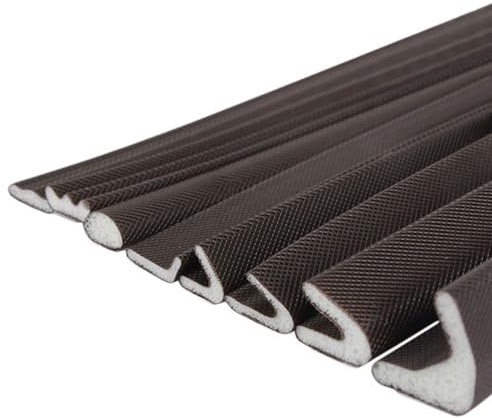 Styire Mousse PU acoustique auto-adhésive de type V, bande d'étanchéité pour porte et fenêtre, coupe-froid, joint de porte, remplissage d'espace, mousse d'isolation, 5 mètres Coffee