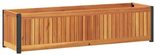 vidaXL Pflanzkübel 110x30x27,5 cm Massivholz Akazie und Stahl