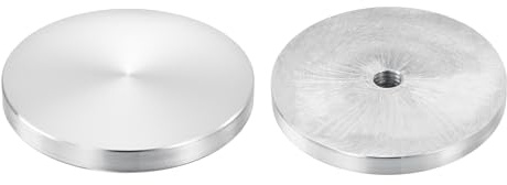 QUARKZMAN 2pcs Disque Aluminium en Forme Ronde 70mm Diamètre Filetage M10 | Adaptateur de Dessus de Table en Verre en Forme de Disque en Aluminium, Couleur Argent