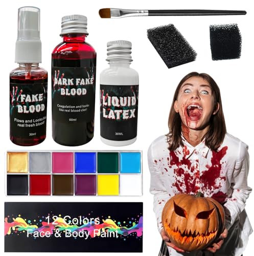 ARONRAVE Halloween schminke Kunstblut Set, Halloween make up kunstblut Fake Blood halloween schminke kunstblut halloween makeup für Halloween Schminke