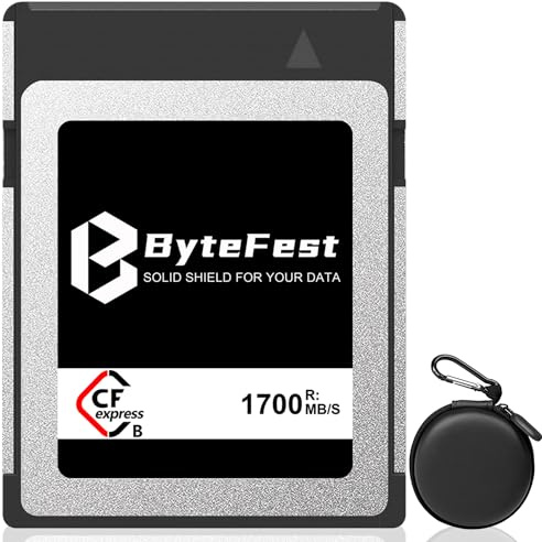 ByteFest 128GB Professional CFexpress Type B Memory Card, Raw 4K/8K Video Recording for Canon EOS R3/R5/R5C, for Nikon Z6/Z7/Z9/D5/D6/D500/D850, for DJI Ronin 4D Panasonic FUJIFILM Camera, Silver