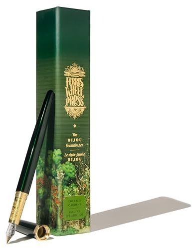 Ferris Wheel Press , Bijou Fountain Pen, Emerald Gardens, Double Gold Plated, Sapphire Lacquer Finish, Two-Tone Steel Nib, Fine