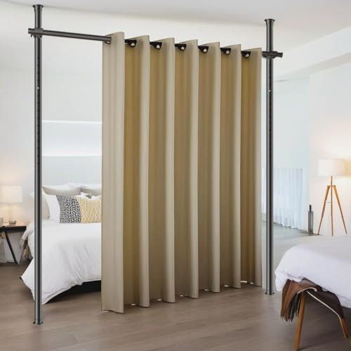 LFPZZL Raumteiler Paraventgestell Gardinenstange, Flexibilität Verstellbare Paravent, Raumteiler Trennwand, ohne Bohren, für Schlafzimmer oder Büro, 180 x 300 cm