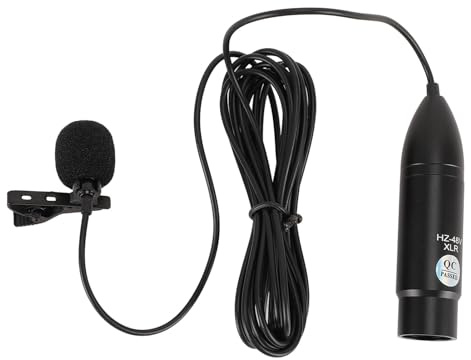 48V Power Lavalier Microphone, Omnidirectional XLR Lavalier Lapel Microphone, 3 Pin XLR Mono Noise Reduction Lapel Microphone for Recording, Interviews, Speeches
