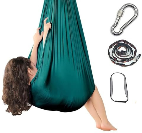 Sensorische Ganzkörpersocke Kinder, Ganzkörperwickel, Dehnbare, Atmungsaktive Body Sox Zur Stresslinderung Für Kinder, Erwachsene, Autismus, Selbstbeherrschung (Dark Green, 280x150cm)