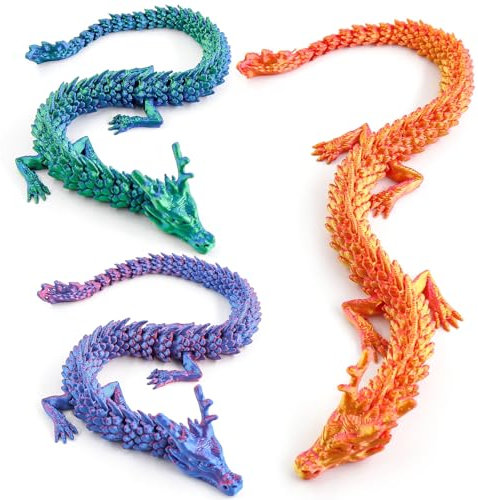 TaimeiMao 3 Stück 3D Druck Drache, Beweglicher 3D Gedruckter Drache, Kristall Drache, Drachen Spielzeug, Dekorationen zum Jahr des Drachen, Erwachsene Kinder Geschenke Spielzeug