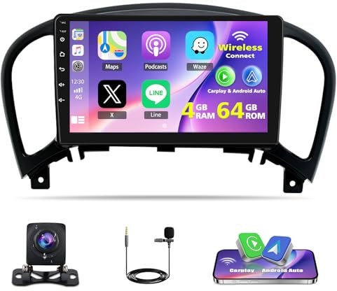 2G+32G Android 13 Car Stereo for Nissan Juke 2010-2014 with Apple Carplay Wireless Android Auto Sat Nav,Radio 2 Din with 9 Inch Touch Screen Bluetooth WIFI FM RDS+Backup Camera