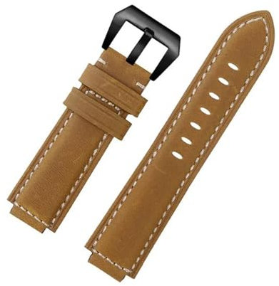 HTHRRFE Vintage Rindsleder-Uhrenarmband kompatibel mit TIMEX Tidal Compass T2N721 T2N720 T2n739 TW2T76500 TW2T76300 Herren-Ledergürtelarmband(Khaki-black)
