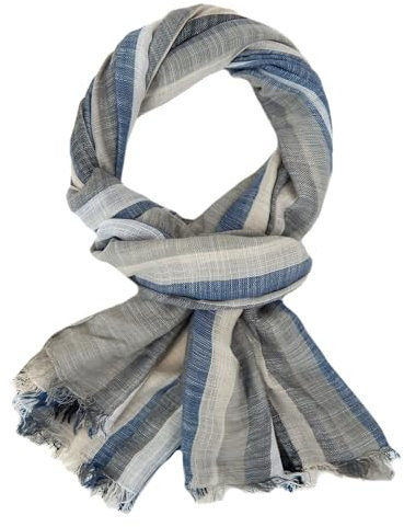 Ella Jonte Herrenschal leichter weicher Schal mit Streifen in Leinenoptik