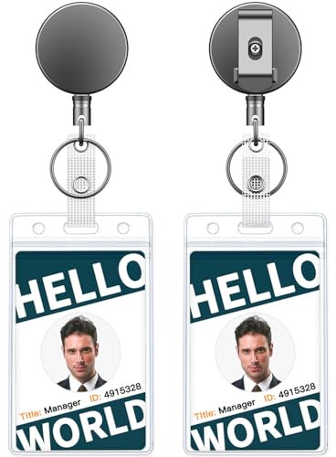 Uniclife 2 Pcs Schlüsselanhänger Ausziehbar Schlüsselband Einziehbarer mit Klaren Vertikale Ausweishalter Weiche Karte Protector Metall Schlüsselanhänger Metallgehäuse mit 70 cm Nylon Seil Gürtelclip