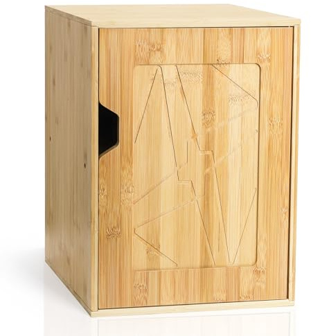 Fasmov 2 Etagen, würfelförmiger Aufbewahrungs-Organizer, Bambus-Bücherregal, Bücherregal, Aufbewahrungswürfel, Organizer mit Tür, stapelbarer Würfelbehälter, kleiner Schrank für Schlafzimmer, Zuhause