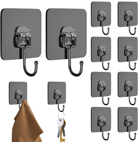 Colorich 10 Stück Klebehaken Extra Stark, Haken Selbstklebend Ohne Bohren, Kleiderhaken Wandhaken Selbstklebend Handtuchhaken, Klebehaken Badezimmer für Küche Badezimmer Wand & Decke Aufhänger