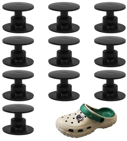 Strap Rivets, 16mm* 13mm*9mm Plastic Black Screw Rivets, Shoes Charm Button Replacement Backs for Garden Shoe Flower Shoe Fixed Shoe Buckle Fastener Repair (10Pcs)