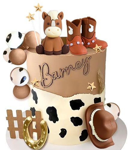 JeVenis Cowboy Rodeo Tortenaufleger Cowboyhut Geburtstag Kuchen Dekoration | Cowboy Rodeo Tortenaufleger Cowboyhut Geburtstag Kuchen Dekoration Cowboy Westernpferd Tortendekorationen Cowgirl Stiefel