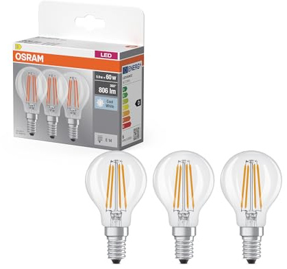 Osram LED BASE CLASSIC P in P-Form, LED-Lampe, Glas, klar, 5,9 W, 806 lm, 4000 K, CRI 80