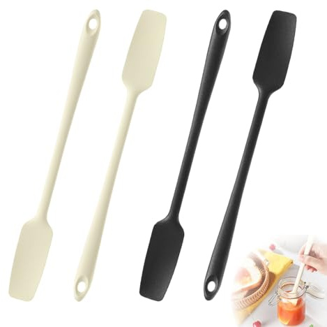 Yicoovey Silicone Spatula Set (4 Pieces) - Extended Handle 28.2 cm, Heat Resistant, For Jams & Sauces