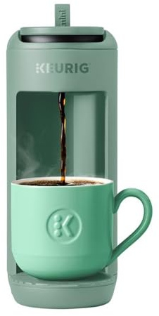 Keurig K-Mini Mate Single Serve K-Cup Pod Coffee Maker, Brews Up to 12 oz Cup, Compact Portable Coffee Machine for Small Spaces, Great for Dorms & Offices, Glamping Green