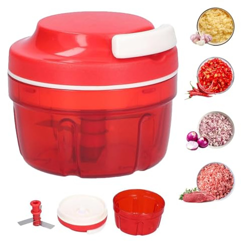 Sqxaldm Onion Cutter, Manual Vegetable Cutter with Pulley, Onion Chopper Kitchen, Multi Chopper Shredder, Ideal for Vegetables, Onions, Garlic, Nuts, Chilli or Fruit, 300 ml