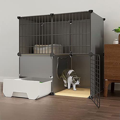 Indoor Laufgitter für Katzen und Kleintiere, multifunktionales Gehege mit Hängematte, ideal für Kätzchen, Welpen, Hasen
