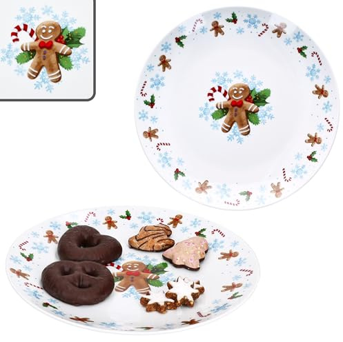 MamboCat Set di 2 piatti da pasticceria Candyman I grandi piatti in porcellana con decorazioni natalizie blu ghiaccio I piatti da portata per biscotti, torte e avvento