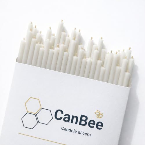 50 Dünne Weiße Bienenwachskerzen – 16 cm x Ø 5 mm – Baumwoll-Docht – Rauchfrei – Brenndauer ca. 40 Minuten – Für Meditation, Yoga, Rituale & Dekoration – CanBee
