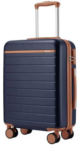 KONO Handgepäck Koffer 55x40x20cm, 34L Hartschalen Reisekoffer, Blau | Kleiner Trolley mit 4 Doppelrollen für Kurztrips und Business, Kabinenkoffer für Ryanair, EasyJet und Eurowings
