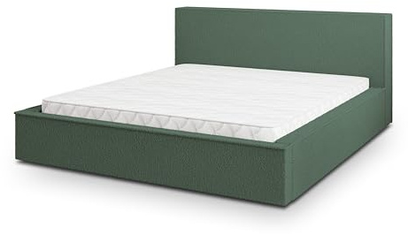 Masseno Polsterbett CELORA Q 120x200 cm, Doppelbett, Bettkasten, Stauraum, Lattenrost Und Kopfteil - Grün, Quelle 37