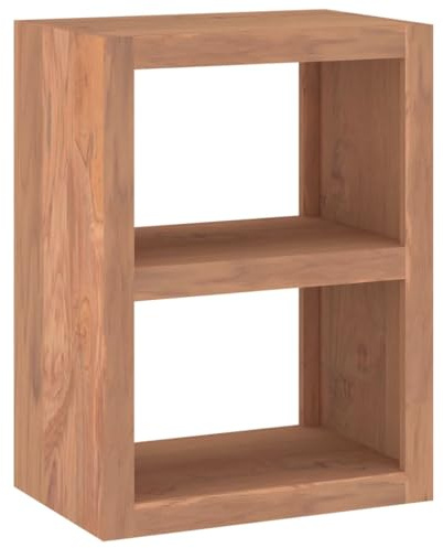 Todiikf Beistelltisch 45x30x60 cm Teak Massivholz mit 2 Fächern Rustikal - Stabiler Nachttisch Ablagetisch für Wohnzimmer Schlafzimmer - Vielseitiger Telefontisch und Pflanzenständer aus Holz