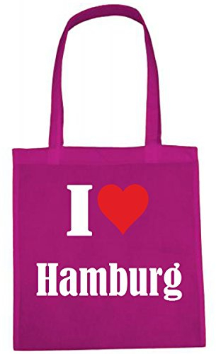 Reifen-Markt Tasche I Love Hamburg Größe 38x42 Farbe Pink Druck Weiss