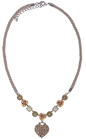 Moschen-Bayern Trachtenschmuck/Dirndlschmuck/Damen - Trachtenkette/Dirndlkette Trachtenherz/Herzkette Beige/Braun