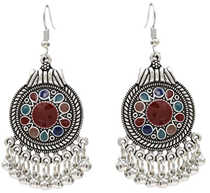 YAZILIND Frauen Tropfen Baumeln Böhmischen Ohrringe Perlen Quaste Disc Retro Angelhaken Ohrringe Erklärung Vintage Ethnic Schmuck Rot