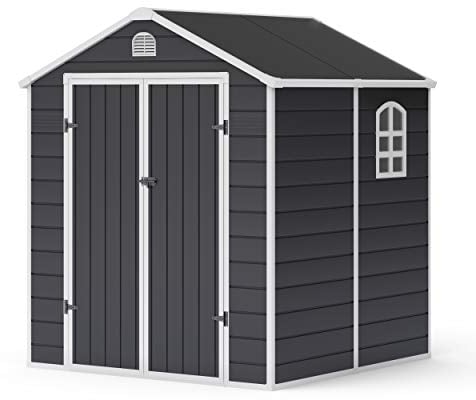 BillyOh 6x6 Ashford Apex Plastic Garden Shed | Plastic Garden Storage Unit | Outdoor Storage | 6ft x 6ft - Grey