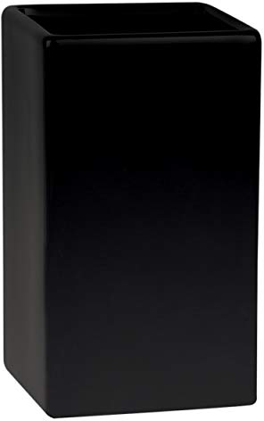 Spirella Zahnputzbecher Zahnbürstenhalter Keramik Quadro 6,5x10,5 cm Schwarz Matt, Kunststoff, Black, Único