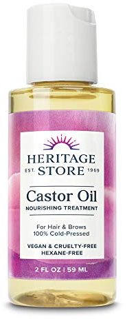 HERITAGE STORE Castor Oil, Nourishing Hair Treatment, Deep Hydration for Healthy Hair Care, Skin Care, Eyelashes & Brows, Castor Oil Packs & More, Cold Pressed, Hexane Free, Vegan & Cruelty Free 2oz