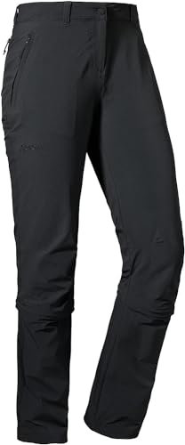 Schöffel Damen Pants Engadin1 Zip Off, elastische Damen Hose mit Zip-Off Funktion, kühlende und schnell trocknende Outdoor Hose für Frauen, black, 84