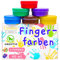 Creative DECO Pintura de Dedos para Niños Bebes No Tóxica | 6 x 40 ml Colores Intensos en Botes | Temperas Seguras para Niños Pequeños | Set de Pinturas Lavables