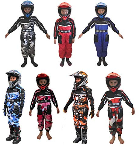 XTRM RACE JUNIOR KIDS KART SUIT New 2019 Motocross Quad MX Off Road Trials Go-Karting ATV MTB BMX Enduro Child Children Sports Racing Dirt Bike Overall Jump One Piece Suit (Camo Orange,MEDIUM - 5-6 Y