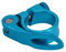 Sattelklemme, Aluminiumlegierung Fahrrad Sattelstützenklemme mit schnellspanner, 31,8 mm, Blau