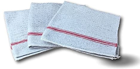 Lot de 3 serpillières | Ultra absorbante | Dimension 50*60 cm | Ménage Domestique ou Industriel | pour Laver essuyer éponger | Couleur écrue avec liseré Rouge | Grammage Important | Kibros SERPECR3