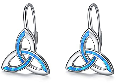 Keltische Ohrringe Sterling Silber Irisch Celtics Knot Drop Ohrringe bule Opal Schmuck Geschenke für Damen Mädchen Mutter Tochter