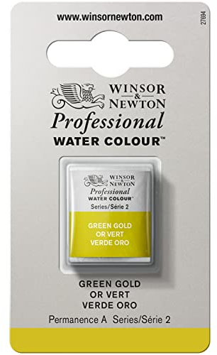 Winsor & Newton Aquarelle Professionnel - Peinture Aquarelle, Haute Luminosité, Résistante à la Lumière, Qualité Archive, Demi Godet, Couleur Vert Doré ROW