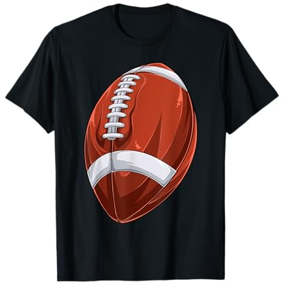 Fútbol americano Camiseta Deportiva de Balón de Fútbol Americano, Manga Corta, Negro, Talla S, Unisex, Niños